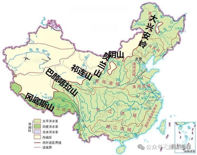 【水文地理】内流河与外流河，中国的七大水系