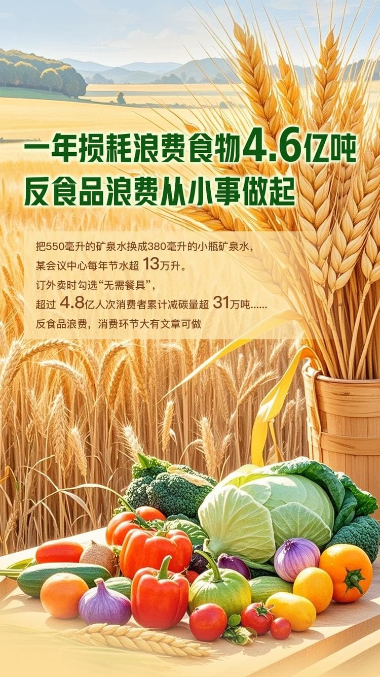 一年损耗浪费食物4.6亿吨，反食品浪费从小事做起