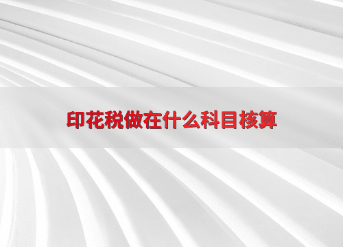 印花税做在什么科目核算