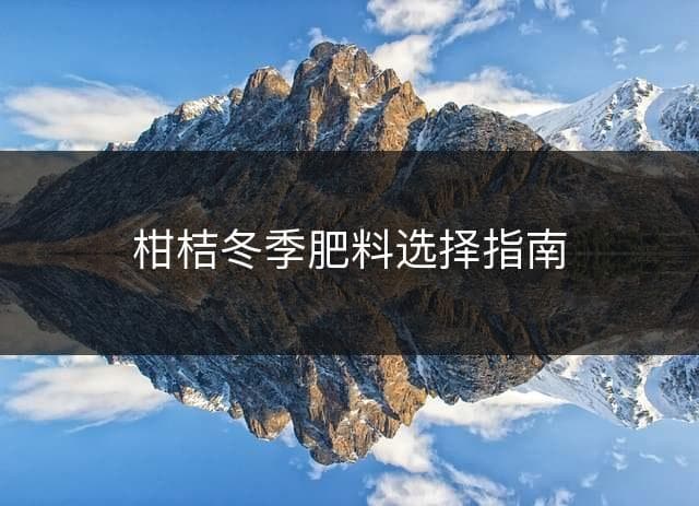 柑桔冬季肥料选择指南
