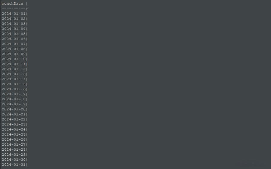如何使用SQL语句生成一个月的日期列表