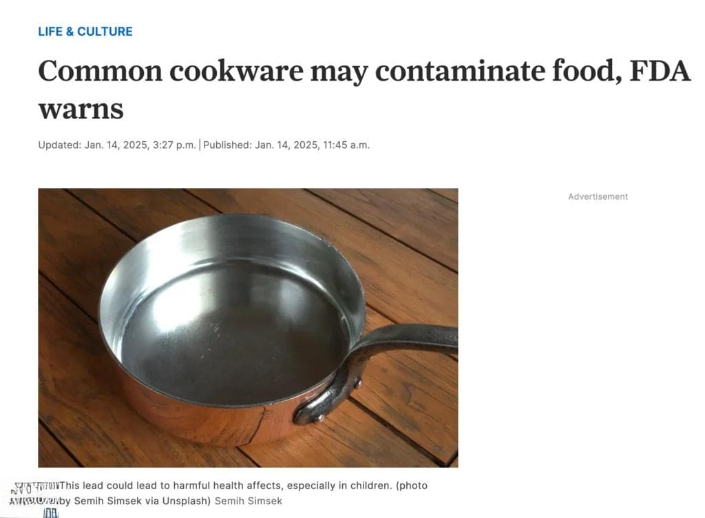 常用炊具可能污染食物，FDA提醒大家注意安全