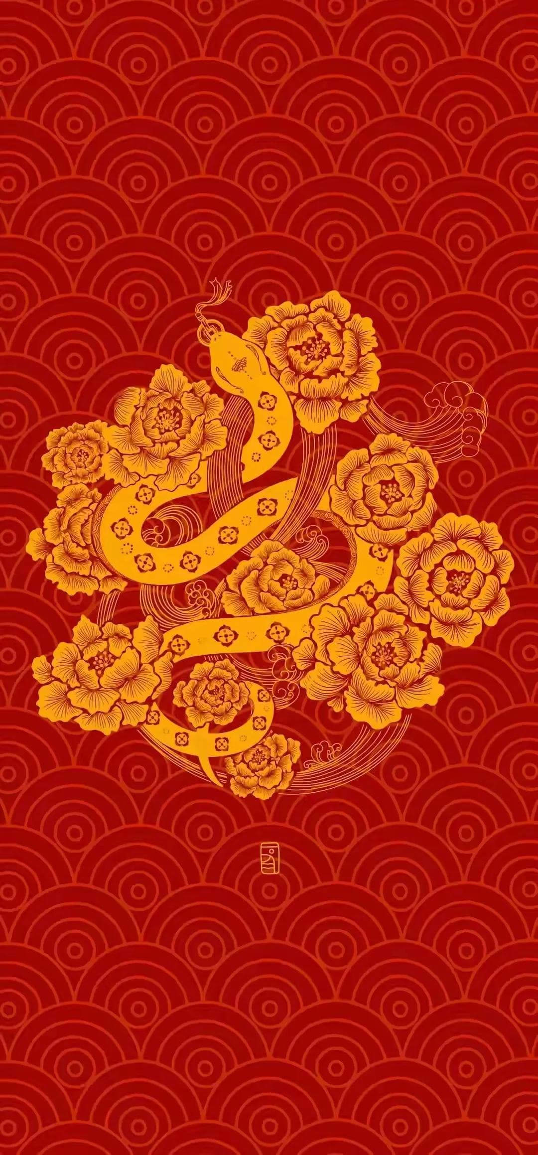 红色系国风传统手机壁纸，新春快乐