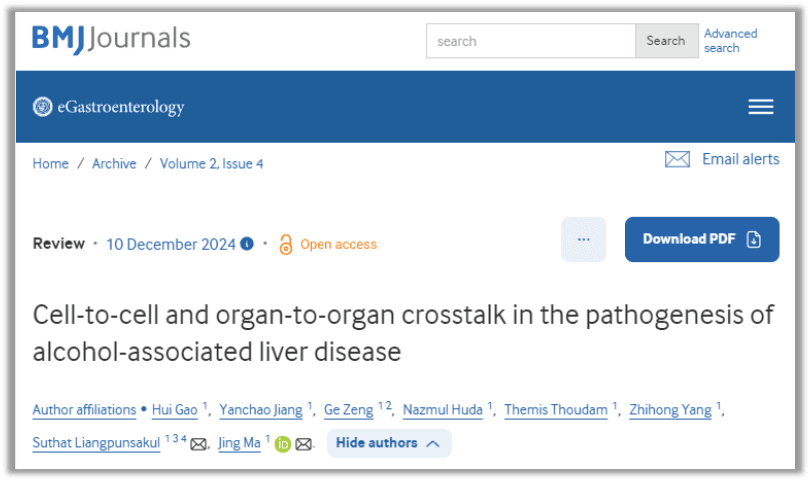 eGastroenterology：酒精相关性肝病（ALD）：从复杂机制到新视角