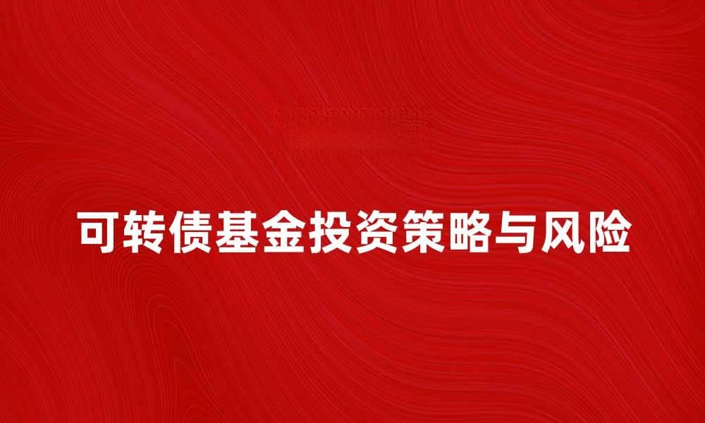 可转债基金的投资策略与风险解析