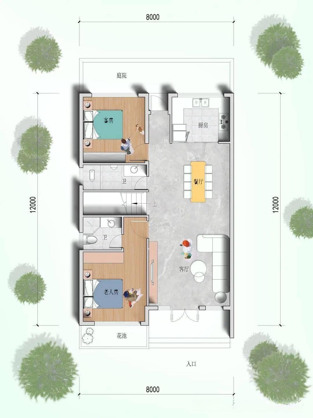 面宽8米的乡村自建房别墅设计方案精选