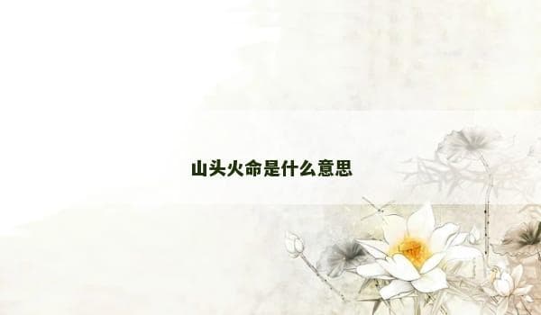 山头火命是什么意思