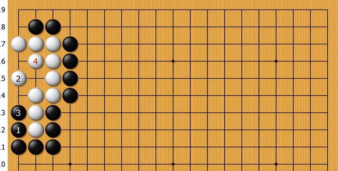 黑棋扳占据眼位破眼，小尖占据棋形要点，使黑棋利用丁四聚杀白棋