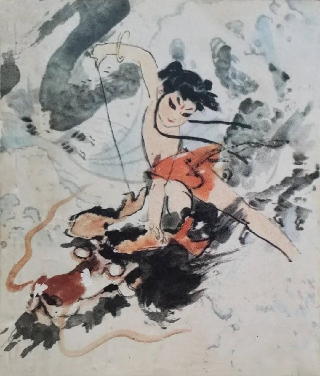 六十幅东方韵味的水墨哪吒画，京剧元素结合小写意绘画，太美了！