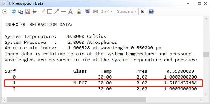 Ansys Zemax｜计算任意温度和压强下的折射率
