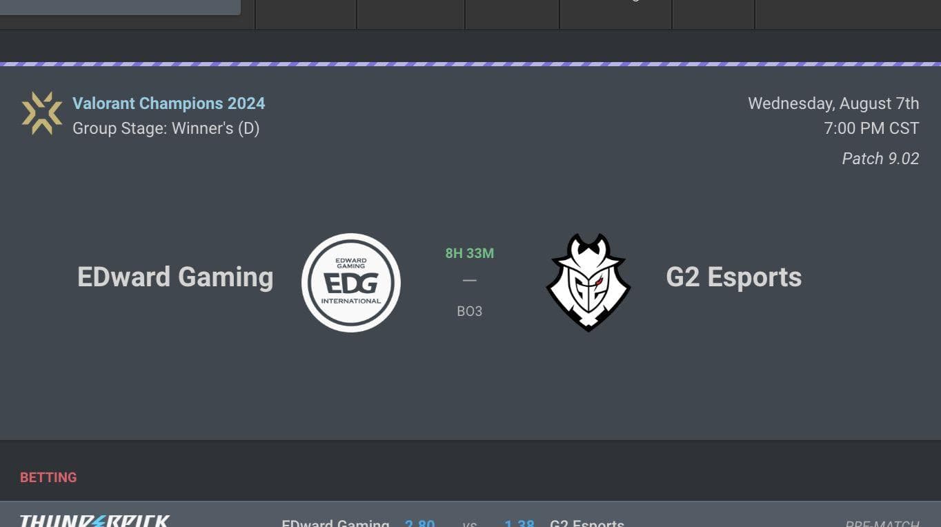 2024无畏契约全球冠军赛 EDG vs G2 赛事前瞻