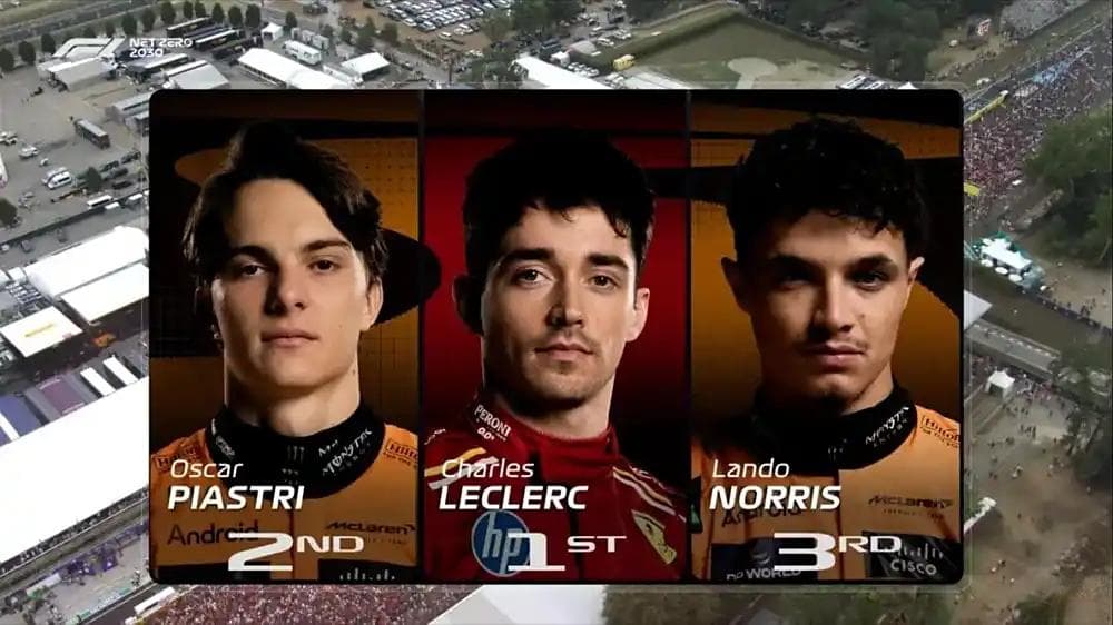 F1意大利站：Mamma mia！勒克莱尔帮助法拉利主场夺冠！