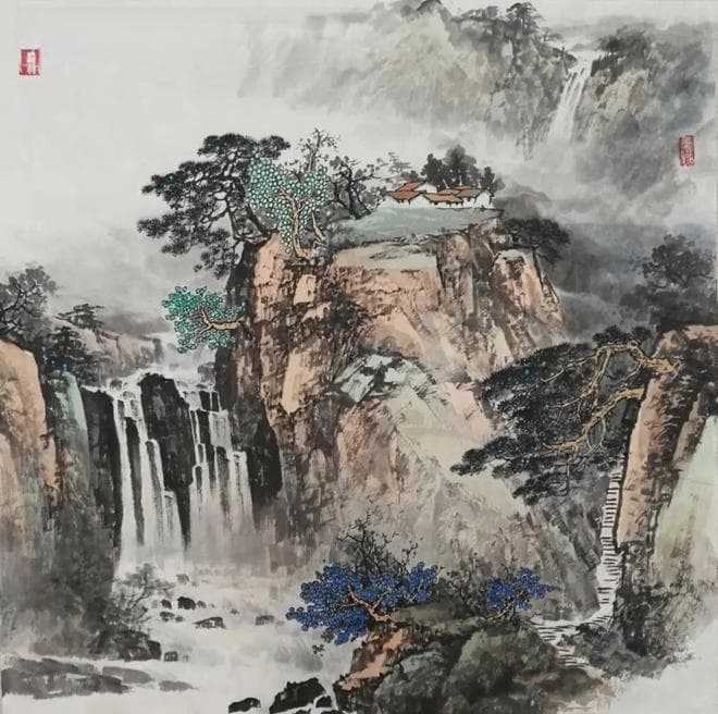 单玉清山水画作品赏析：自然与人文交织的艺术画卷