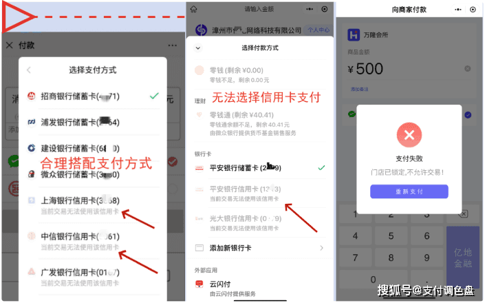 商户反馈多种商家收款码，收款二维码牌都不支持信用卡付款，这是什么原因