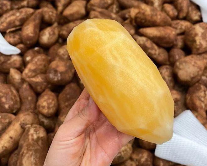 这水果长得像红薯，俗称“雪莲果”，味道脆甜多汁，2元1斤！