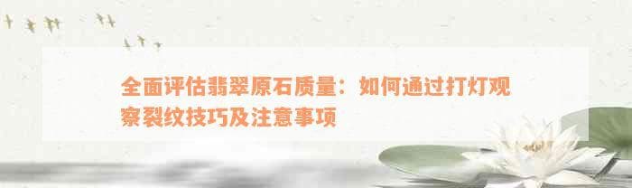 全面评估翡翠原石质量：如何通过打灯观察裂纹技巧及注意事项