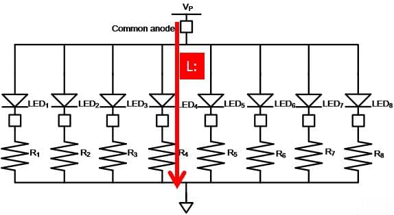 如何設計LED七段顯示器的LED串流電阻?