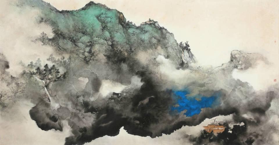 金树湧泼彩山水：笔墨之间，展现自然神韵