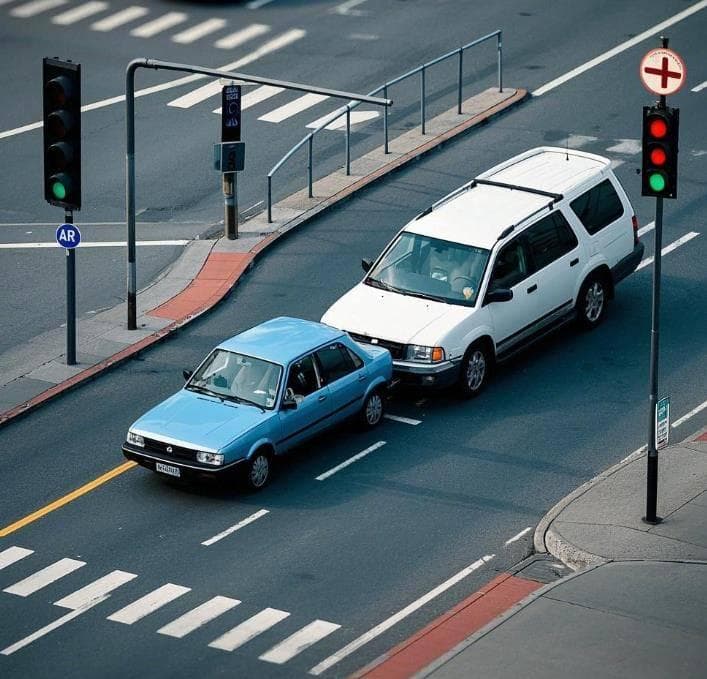 路口等红灯前车故障不动，后车能否压实线变道？交警：得看情况,车友们遇到过吗？