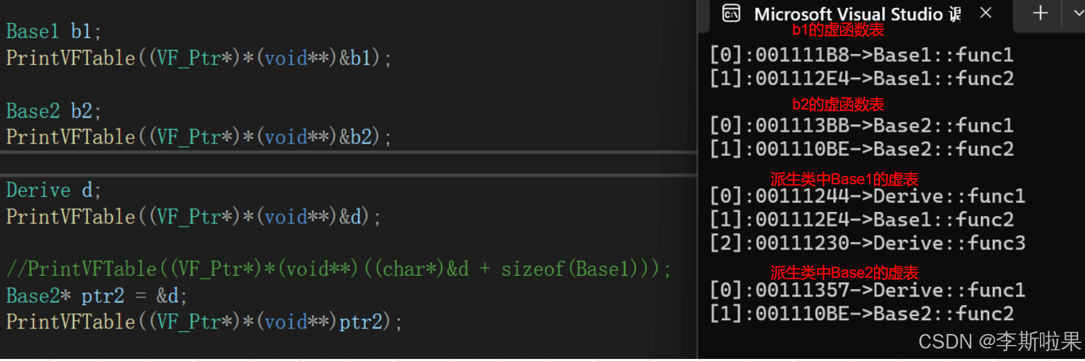 C++单继承和多继承中的虚函数表详解