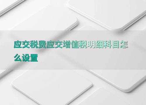 应交税费应交增值税明细科目怎么设置
