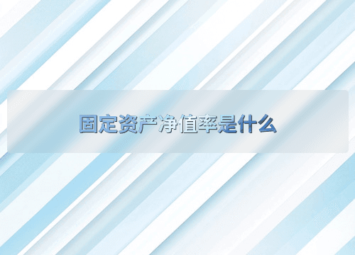 固定资产净值率是什么