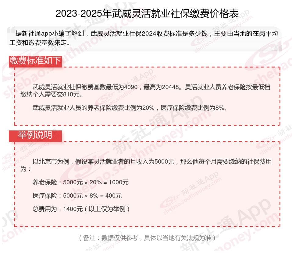 2025年武威灵活就业社保缴费标准：每月千元起，五档可选