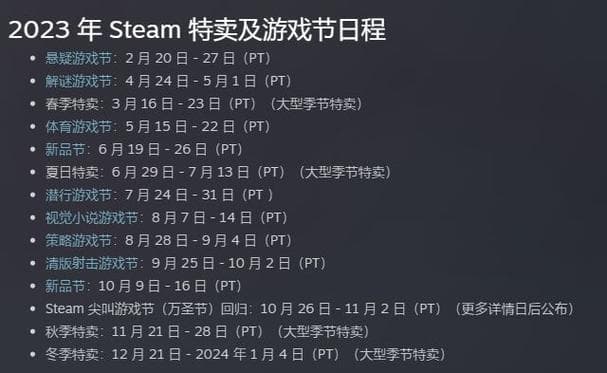 Steam全年促销时间表详解：何时打折力度最大？