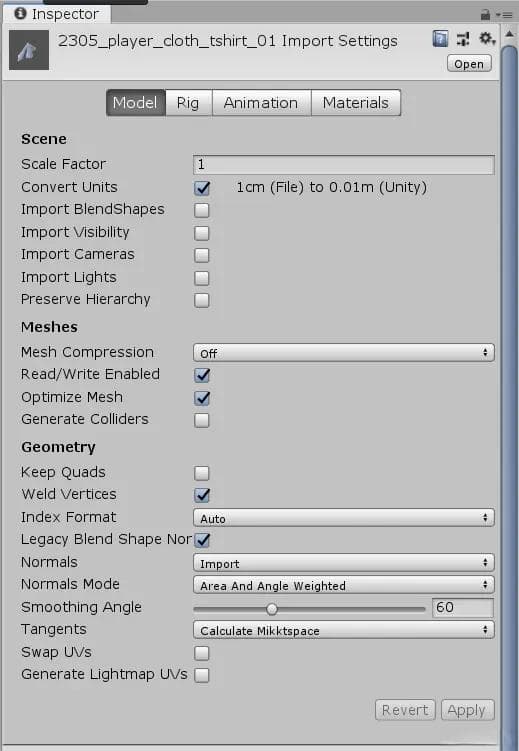 Unity模型导入设置详解