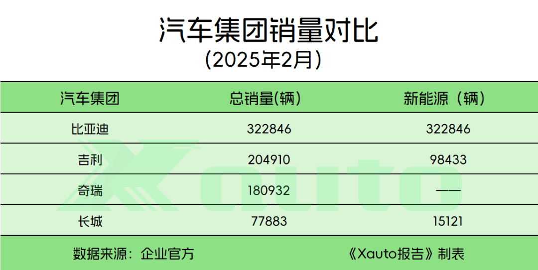 16家汽车集团2025年2月销量分析