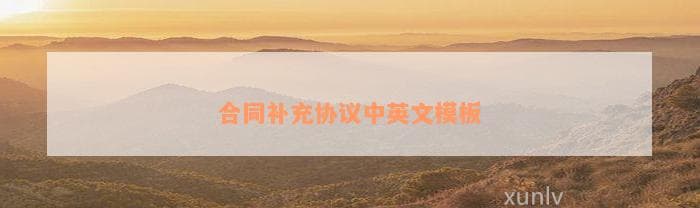 合同补充协议中英文模板