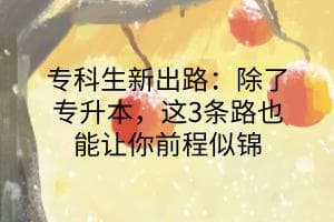 专科生新出路：除了专升本，这3条路也能让你前程似锦