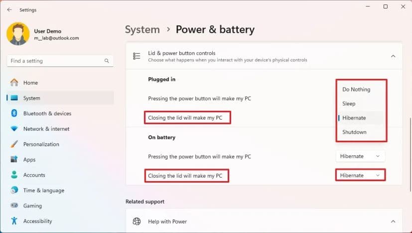 如何更改 Windows 11 上的合盖操作