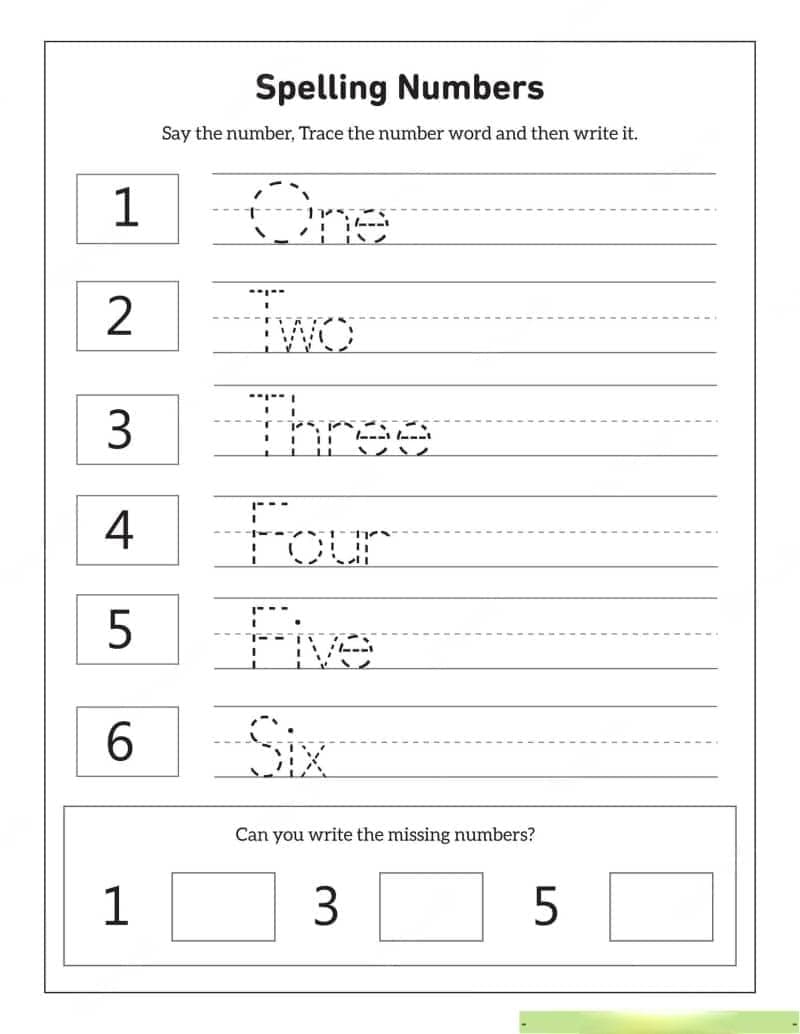 教孩子学英文数字：10张1-60英文数字单词描红作业题