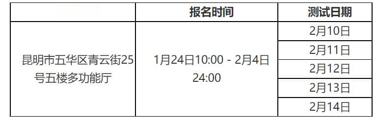 2025年2月云南昆明普通话考试时间及报名时间安排（5场考试）