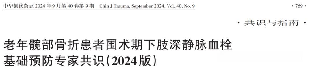 专家共识：老年髋部骨折患者围术期下肢深静脉血栓基础预防指南（2024版）