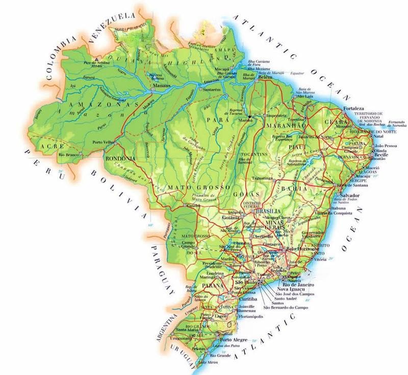 巴西国土面积、地理环境、气候、人口和经济数据