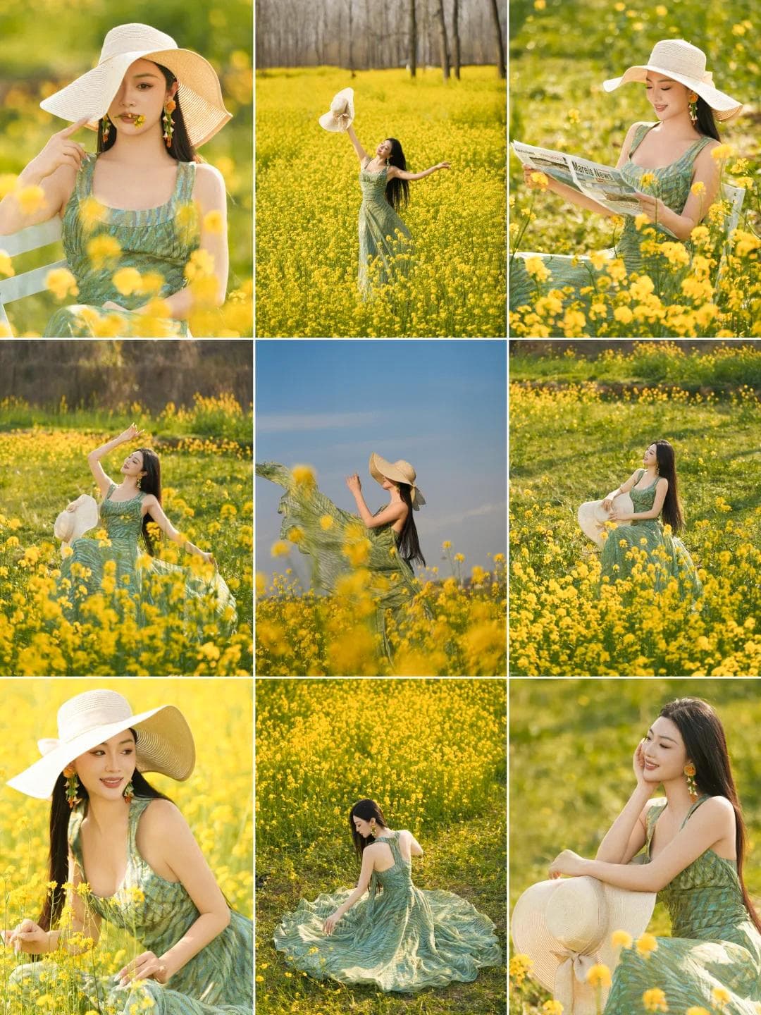油菜花拍照指南：10个姿势，拍出油画质感，大方优雅好看