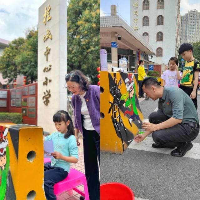石墩“爆改”艺术涂鸦！美育校园与人文桂城联名上新