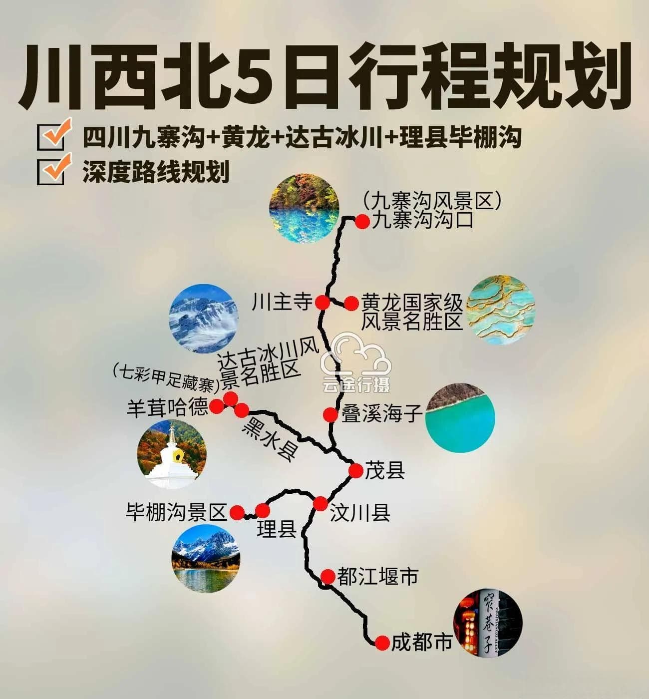 四川川西北达古冰川+毕棚沟+九寨沟黄龙5日旅游路线规划攻略，川西北秘境之旅
