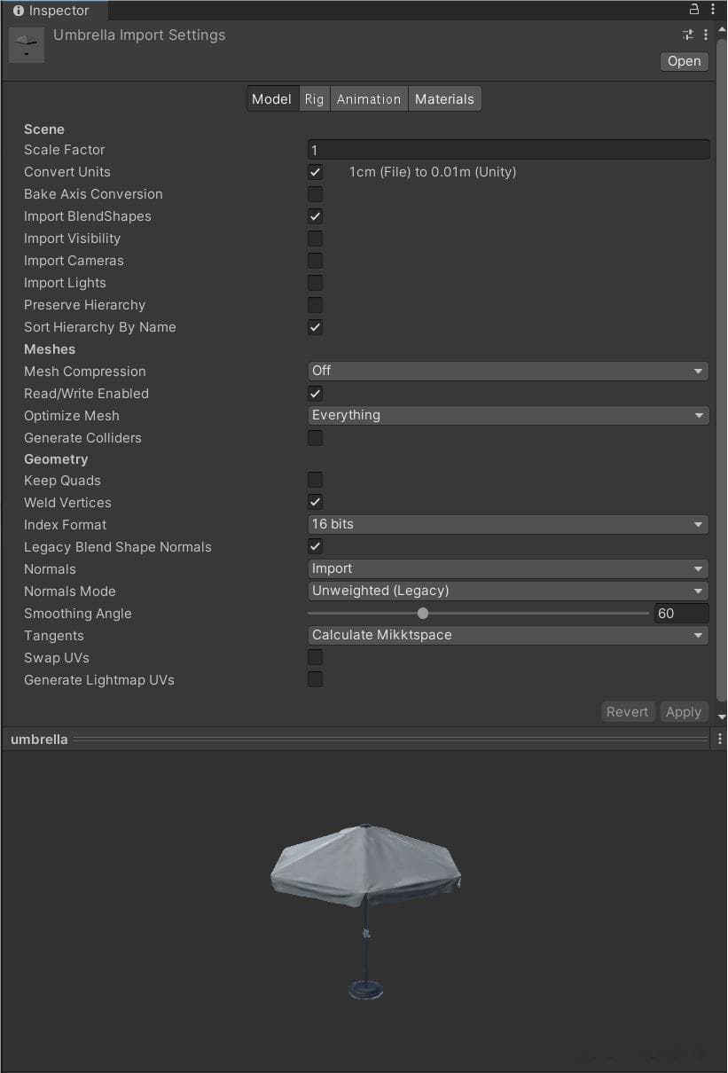 Unity模型资源导入设置与优化指南