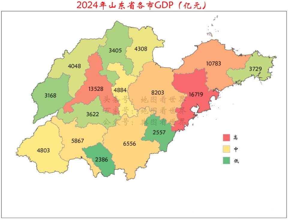 2024年山东省各地市GDP排名：济南不敌青岛，东营人均最高
