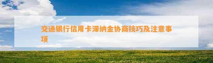 交通银行信用卡滞纳金协商技巧及注意事项
