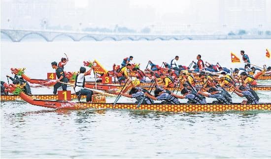 山东各地开展赛龙舟活动，演绎水上版“速度与激情”