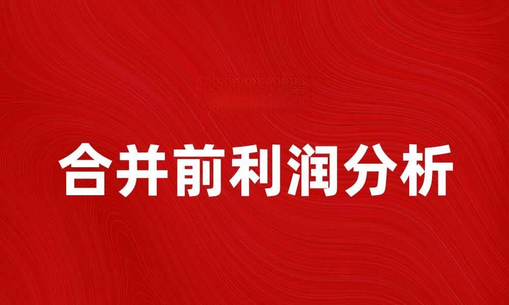 合并前利润分析：如何提高企业财务透明度