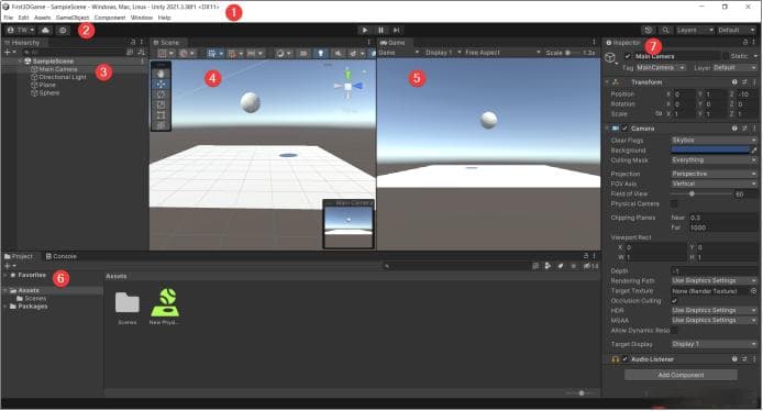 Unity编辑器界面详解：从菜单栏到状态栏的全面解析