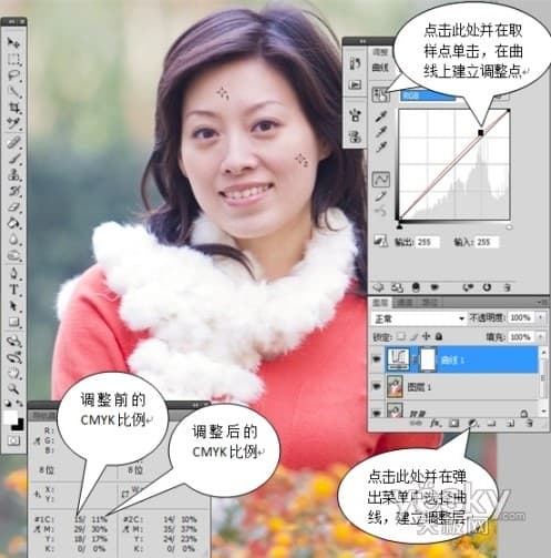 PS使用CMYK颜色信息调整肤色