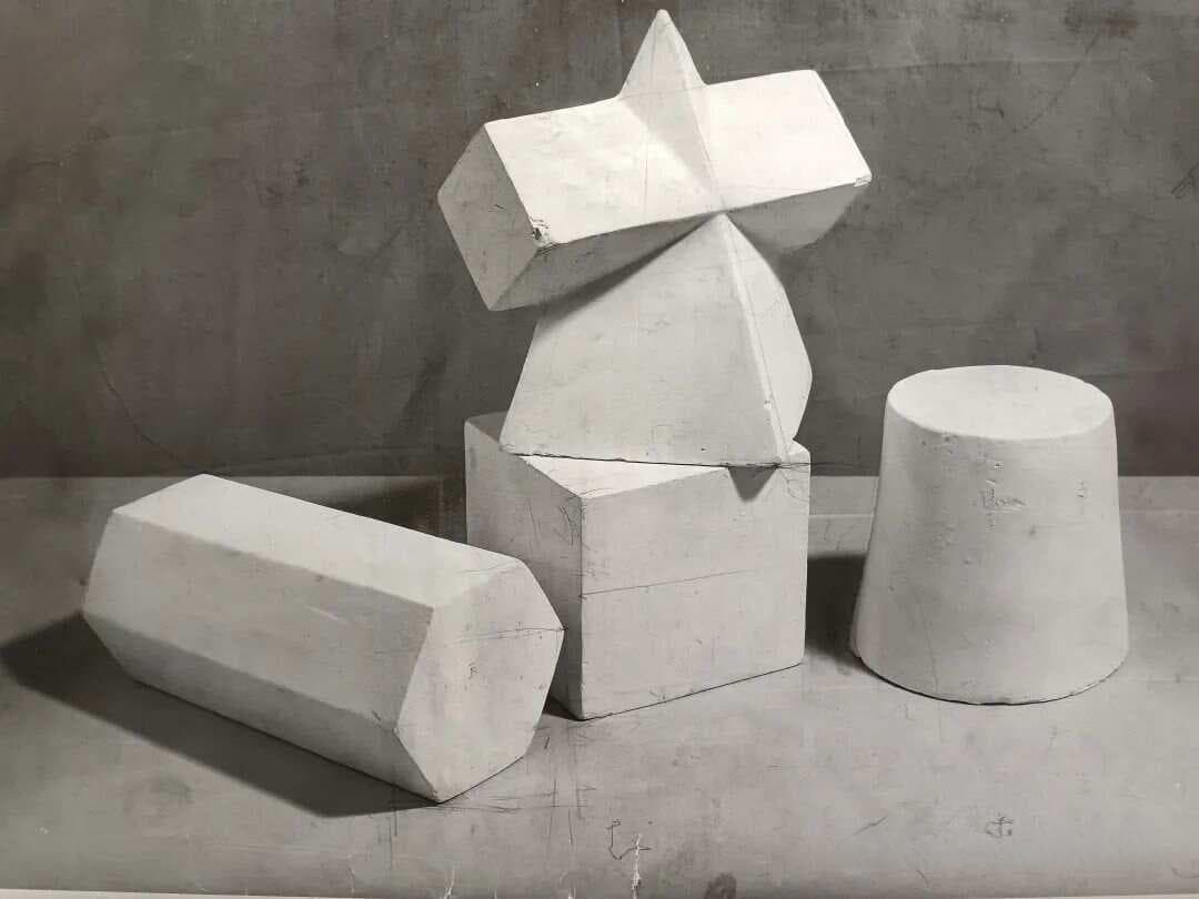 素描石膏几何体组合画法，图文步骤教程鉴赏