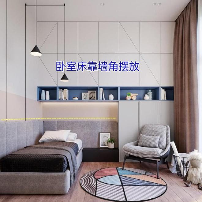 小卧室空间优化：靠墙角摆床，打造多功能卧室书房