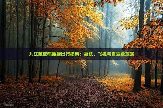 九江至成都便捷出行指南：高铁、飞机与自驾全攻略